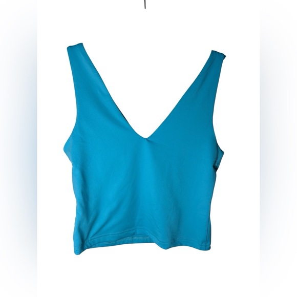 Lovepoem by Block V-Neck Crop Tank Top Blue Sleeveless Stretch Womens Size Small - Picture 1 of 7